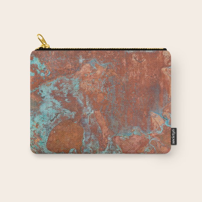 Tarnished Metal Copper Aqua Texture - Natural Marbling Industrial Art  Carry All Pouch Gallery Image 1