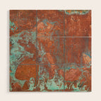 Tarnished Metal Copper Aqua Texture - Natural Marbling Industrial Art  Wood Wall Art Gallery Image 1