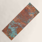 Tarnished Metal Copper Aqua Texture - Natural Marbling Industrial Art  Yoga Mat Gallery Image 1