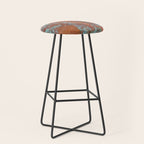 Tarnished Metal Copper Aqua Texture - Natural Marbling Industrial Art  Stool Gallery Image 1