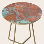 Tarnished Metal Copper Aqua Texture - Natural Marbling Industrial Art  Side Table Gallery Image 2