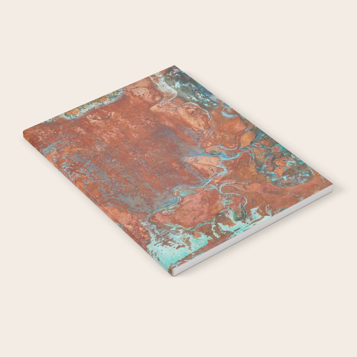 Tarnished Metal Copper Aqua Texture - Natural Marbling Industrial Art  Notebook Gallery Image 2