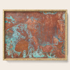 Tarnished Metal Copper Aqua Texture - Natural Marbling Industrial Art  Serving Tray Gallery Image 1