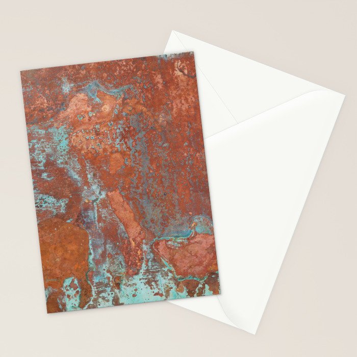 Tarnished Metal Copper Aqua Texture - Natural Marbling Industrial Art  Stationery Card Gallery Image 2