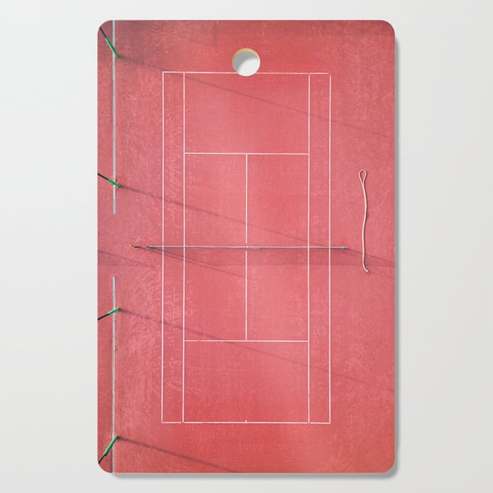 Pink tennis court at sunrise | Colorful drone aerial photography art | sports field print Cutting Board Gallery Image 1