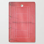 Pink tennis court at sunrise | Colorful drone aerial photography art | sports field print Cutting Board Gallery Image 1