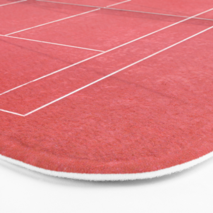 Pink tennis court at sunrise | Colorful drone aerial photography art | sports field print Bath Mat Gallery Image 3