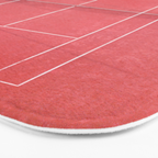 Pink tennis court at sunrise | Colorful drone aerial photography art | sports field print Bath Mat Gallery Image 3