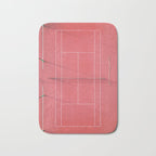 Pink tennis court at sunrise | Colorful drone aerial photography art | sports field print Bath Mat Gallery Image 1