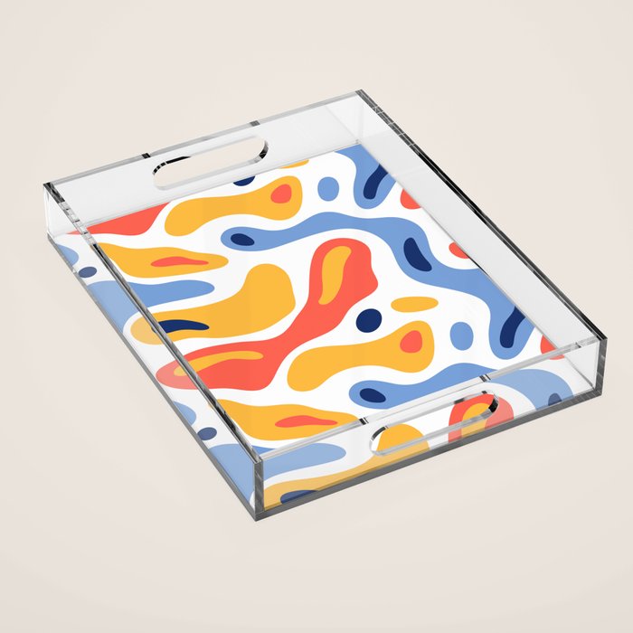Colorful abstract organic shape art pattern Acrylic Tray Gallery Image 1
