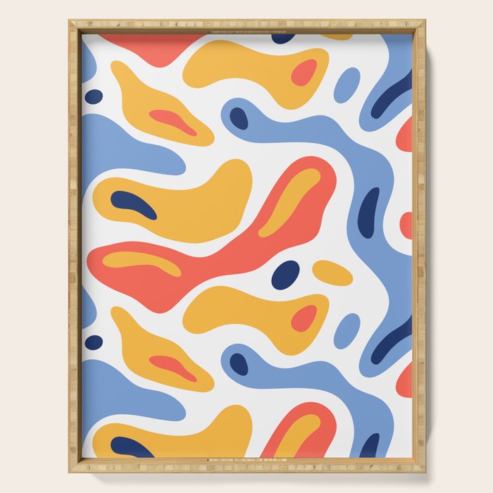 Colorful abstract organic shape art pattern Serving Tray Gallery Image 1