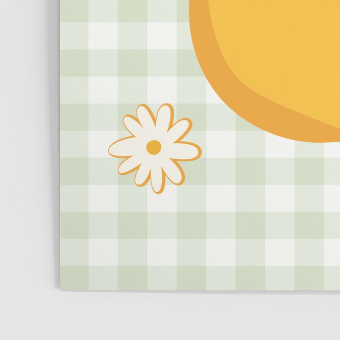 Lemons on Pastel Sage Green Gingham Poster Gallery Image 3