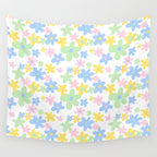 Colorful pastel flower art pattern Wall Tapestry Gallery Image 4
