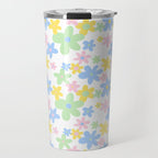 Colorful pastel flower art pattern Travel Mug Gallery Image 1