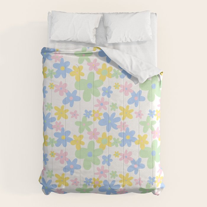 Colorful pastel flower art pattern Comforter Gallery Image 6