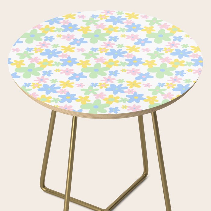 Colorful pastel flower art pattern Side Table Gallery Image 2