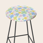 Colorful pastel flower art pattern Stool Gallery Image 2
