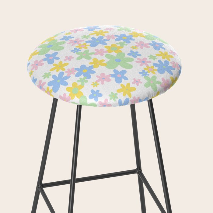 Colorful pastel flower art pattern Stool Gallery Image 2