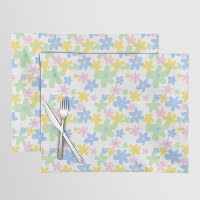 Colorful pastel flower art pattern Placemat Gallery Image 1