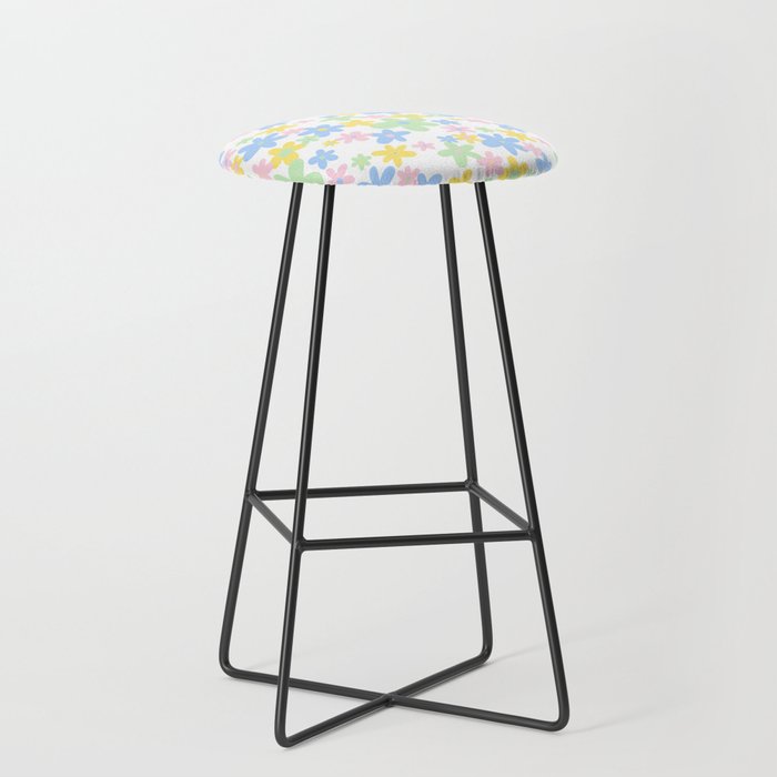 Colorful pastel flower art pattern Stool Gallery Image 1