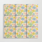Colorful pastel flower art pattern Wood Wall Art Gallery Image 1