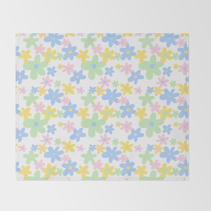 Colorful pastel flower art pattern Throw Blanket Gallery Image 2