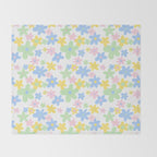 Colorful pastel flower art pattern Throw Blanket Gallery Image 2