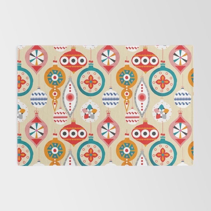 Retro christmas ornaments pattern Rug Gallery Image 2