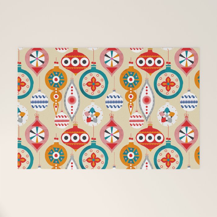 Retro christmas ornaments pattern Welcome Mat Gallery Image 1