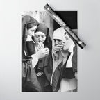 Nuns smoking black and white photograph - photography - photographs portrait for home and wall decor Wrapping Paper Gallery Image 1