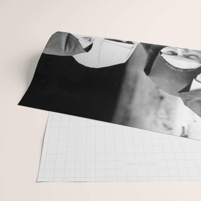 Nuns smoking black and white photograph - photography - photographs portrait for home and wall decor Wrapping Paper Gallery Image 2