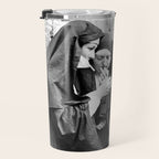 Nuns smoking black and white photograph - photography - photographs portrait for home and wall decor Travel Mug Gallery Image 3