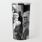 Nuns smoking black and white photograph - photography - photographs portrait for home and wall decor Travel Mug Gallery Image 1