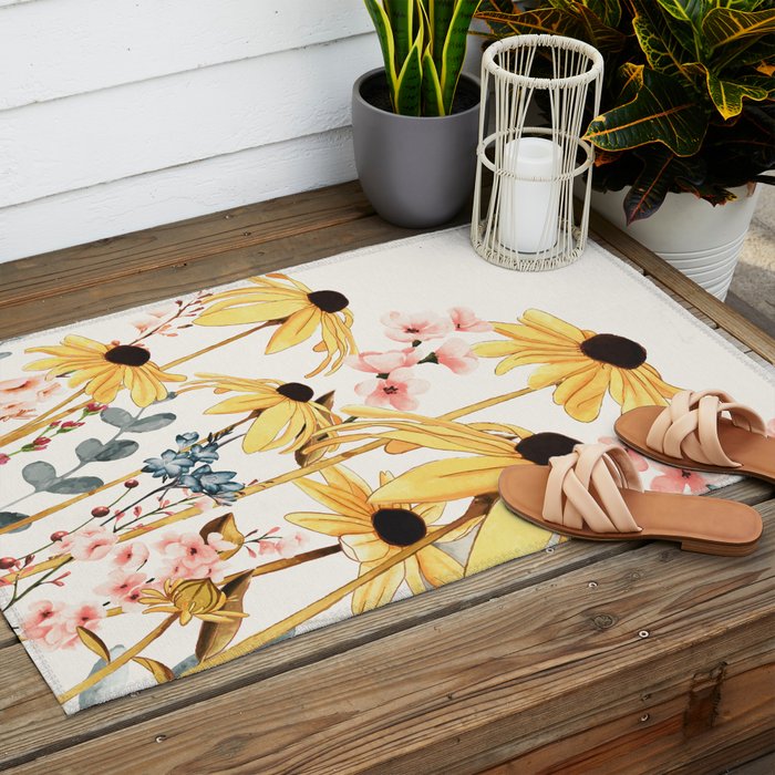 Summer Flowers Outdoor Rug Gallery Image 2