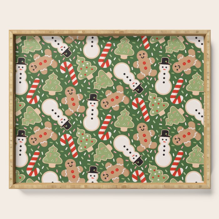 Sweet Christmas Cookies on Green Serving Tray Gallery Image 1