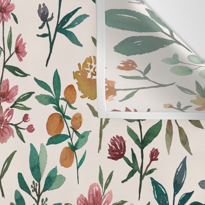 Colorful Watercolor Flowers Wall Tapestry Gallery Image 3