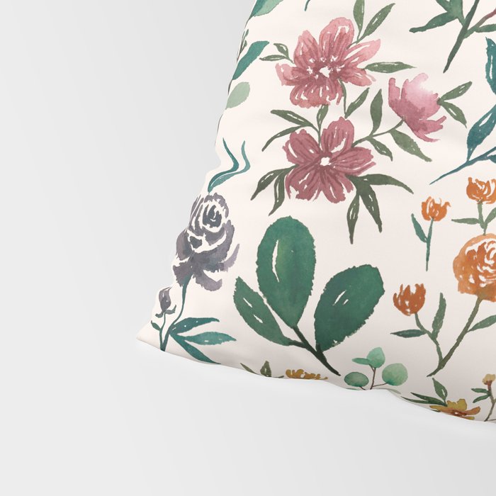 Colorful Watercolor Flowers Pillow Sham Gallery Image 4