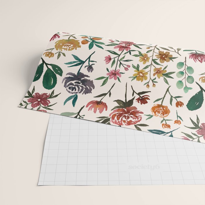 Colorful Watercolor Flowers Wrapping Paper Gallery Image 2