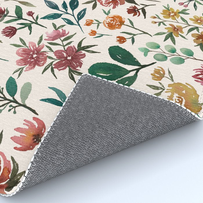 Colorful Watercolor Flowers Rug Gallery Image 4