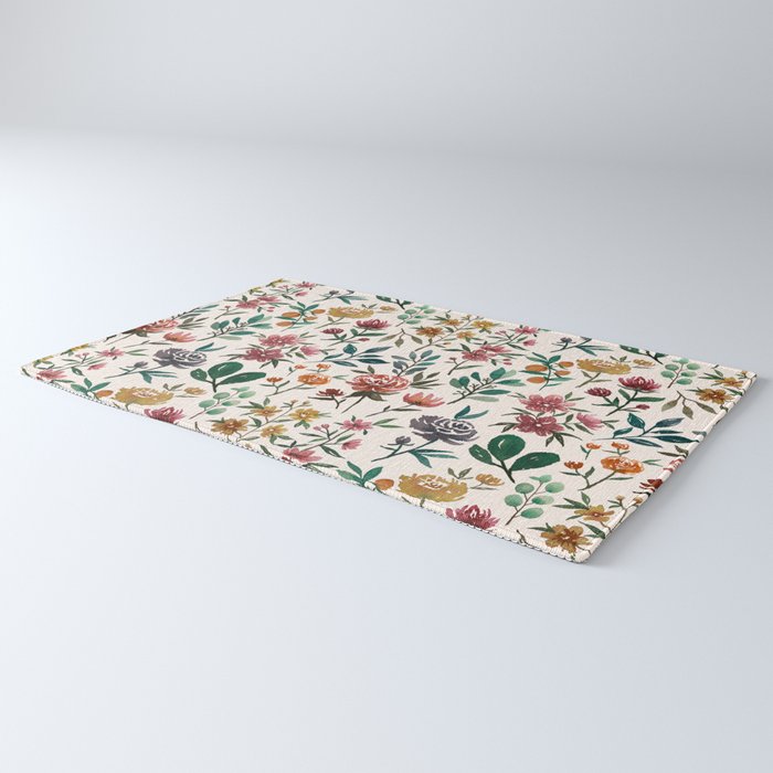 Colorful Watercolor Flowers Rug Gallery Image 3