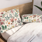 Colorful Watercolor Flowers Pillow Sham Gallery Image 2