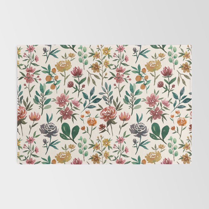 Colorful Watercolor Flowers Rug Gallery Image 2