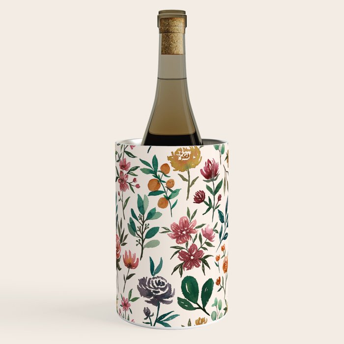 Colorful Watercolor Flowers Wine Chiller Gallery Image 3