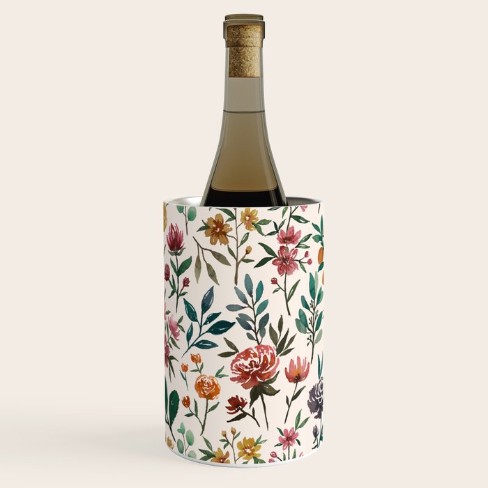 Colorful Watercolor Flowers Wine Chiller Gallery Image 1