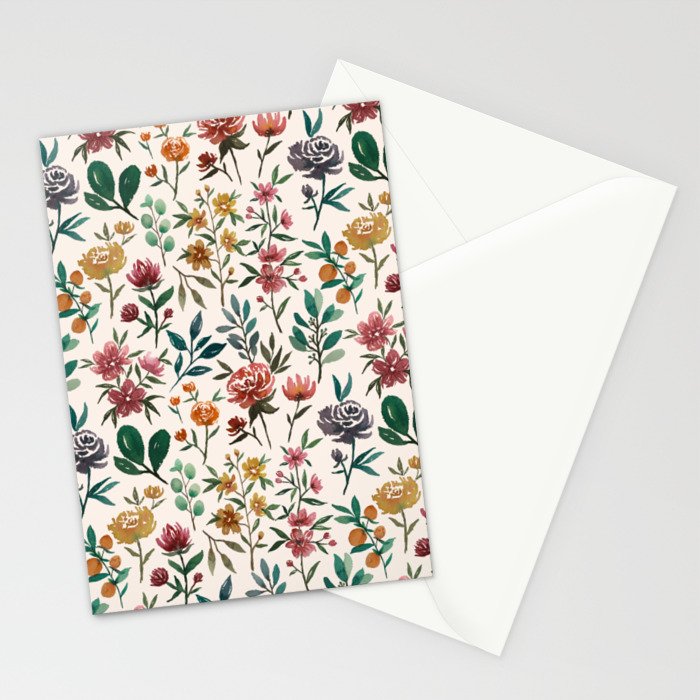 Colorful Watercolor Flowers Stationery Card Gallery Image 2