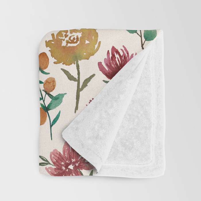 Colorful Watercolor Flowers Throw Blanket Gallery Image 3