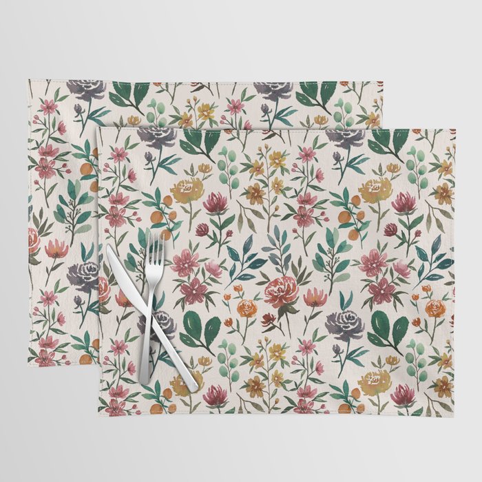 Colorful Watercolor Flowers Placemat Gallery Image 1