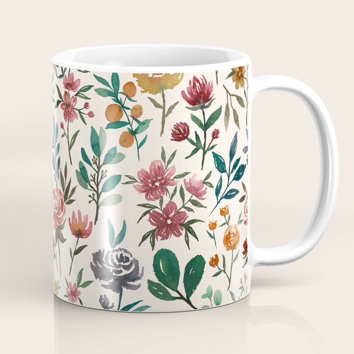 Colorful Watercolor Flowers Coffee Mug Gallery Image 1