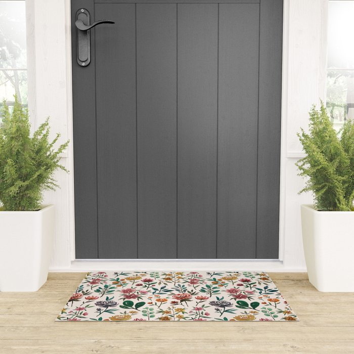 Colorful Watercolor Flowers Welcome Mat Gallery Image 3