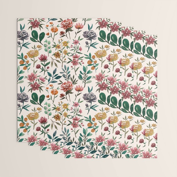Colorful Watercolor Flowers Wrapping Paper Gallery Image 3